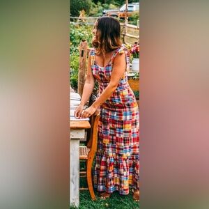 Kiel James Patrick Multicolor Plaid Maxi Dress - Red, Blue, Yellow